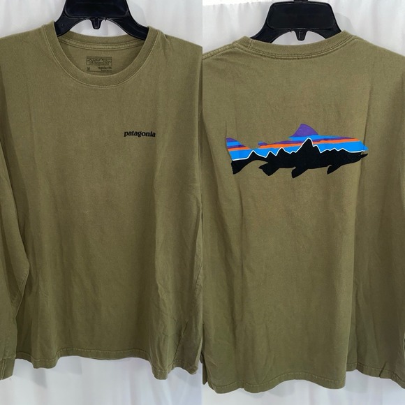 Patagonia Fitz Roy Trout Long-Sleeve T-Shirt Regular Fit Mens Medium - Picture 1 of 4